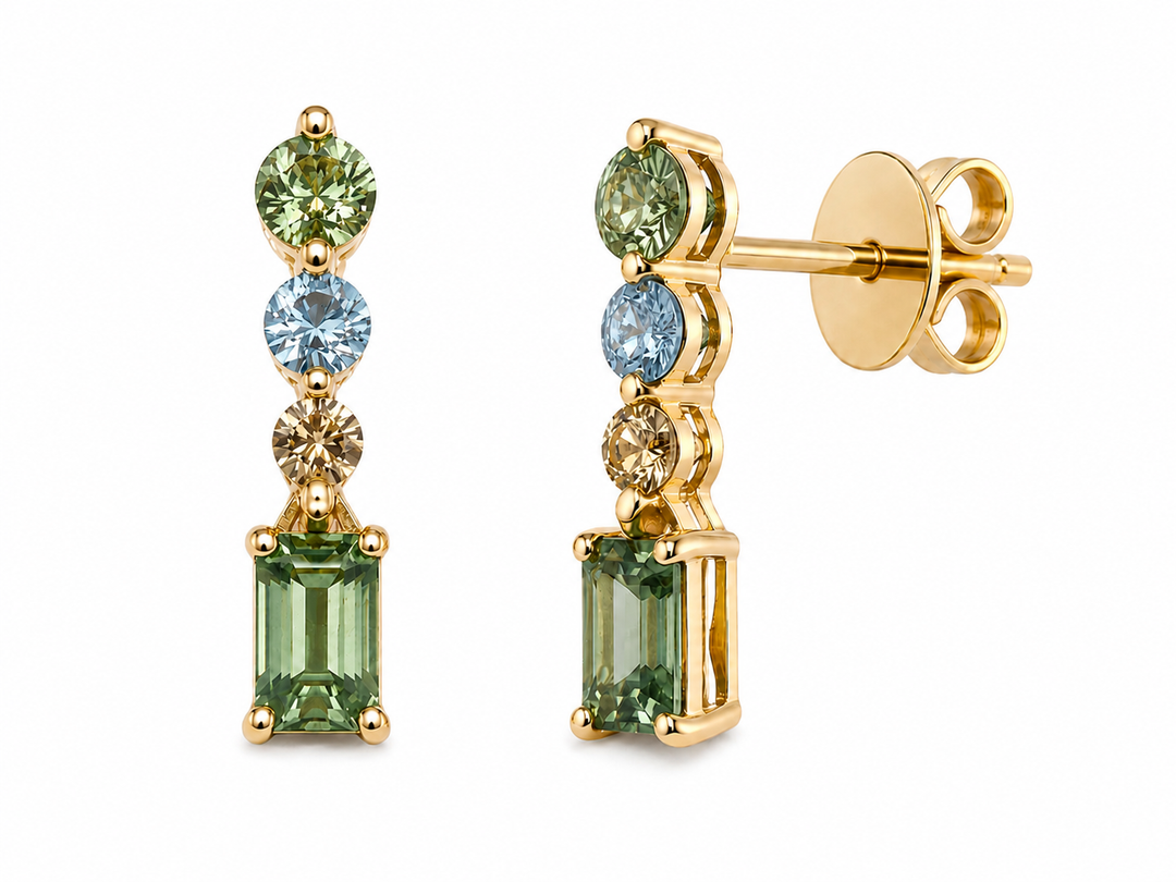 Le Vian 14K Yellow Gold Natural Montana Sapphire and Diamond Dangle Earrings