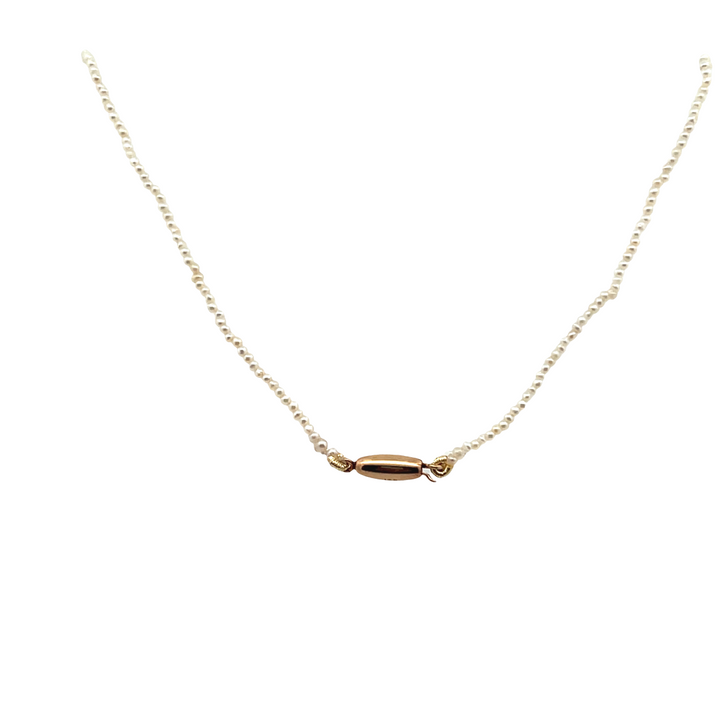 Estate 14KT Yellow Gold Seed Pearl Necklace, Georgian