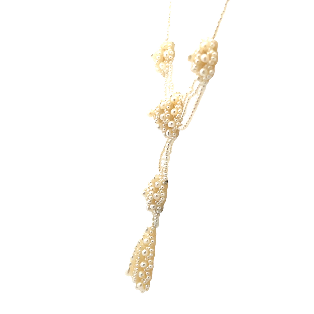 Estate 14KT Yellow Gold Seed Pearl Necklace, Georgian
