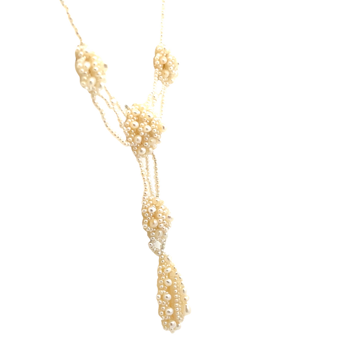 Estate 14KT Yellow Gold Seed Pearl Necklace, Georgian