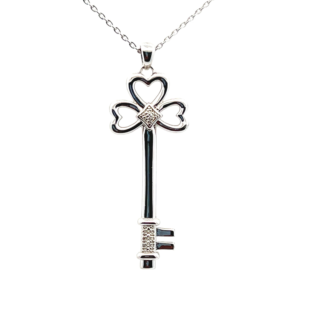 Estate Sterling Silver Key Charm Necklace