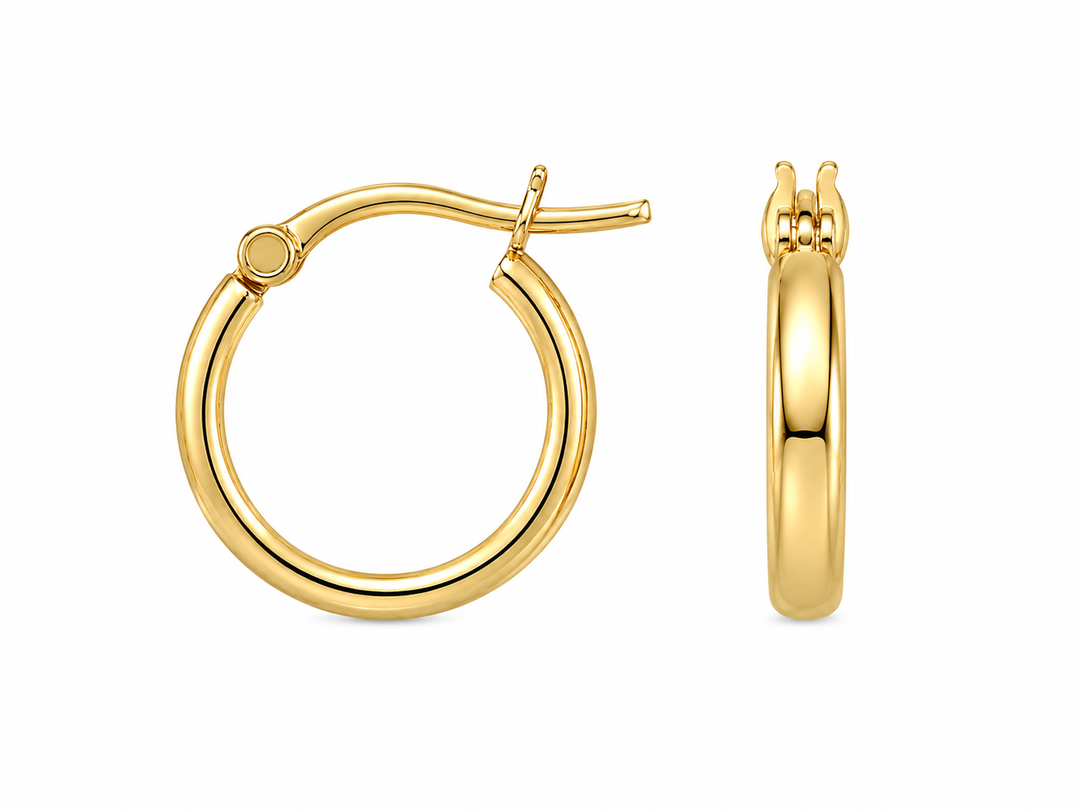 14KT Yellow Gold Vermeil French-Lock Tube Hoops