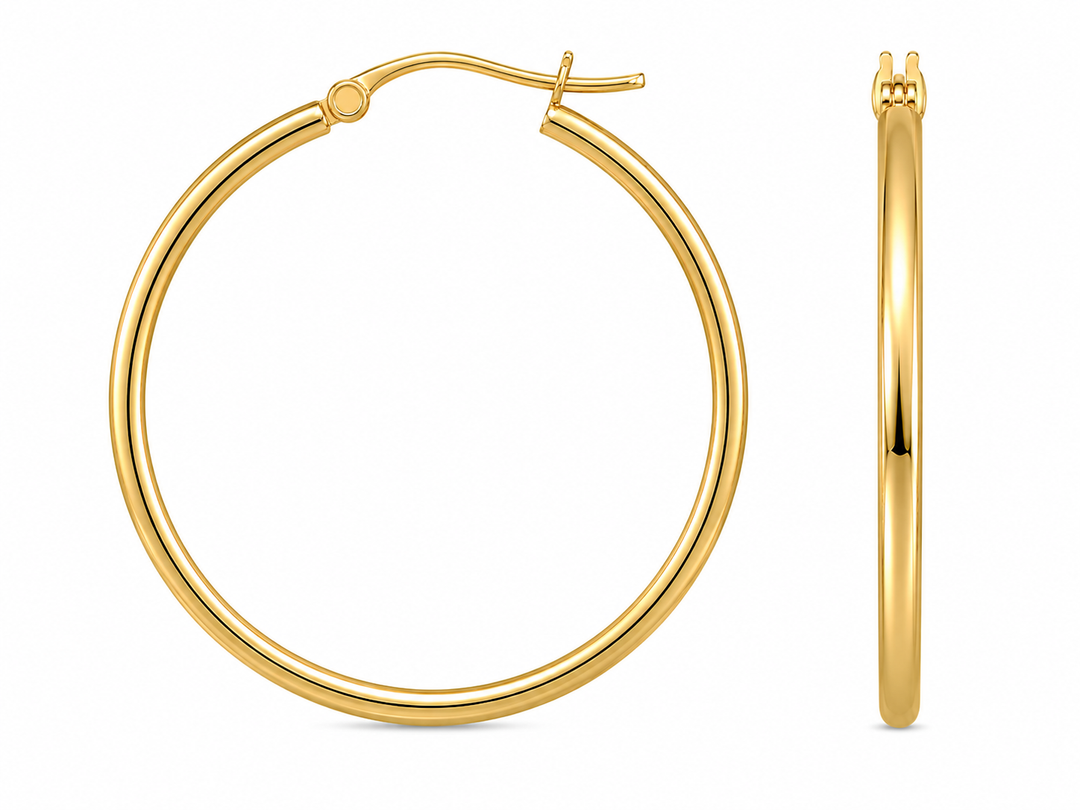 14KT Yellow Gold Vermeil French-Lock Tube Hoops