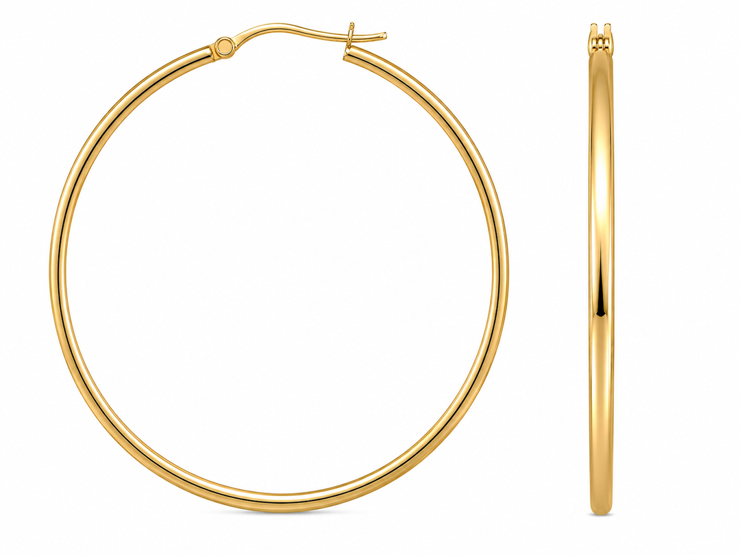 14KT Yellow Gold Vermeil French-Lock Tube Hoops