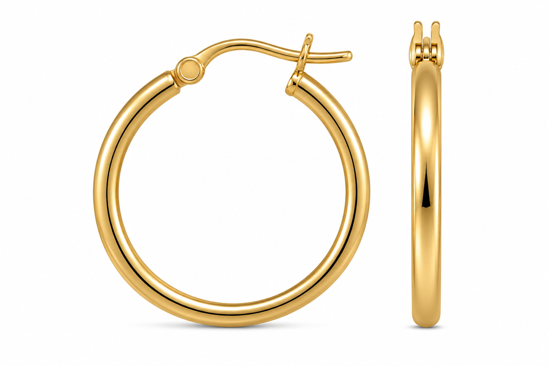 14KT Yellow Gold Vermeil French-Lock Tube Hoops