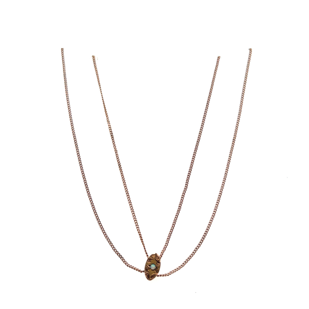 Estate Rose Gold Filled Opal Long Guard Chain, ca. 1880's