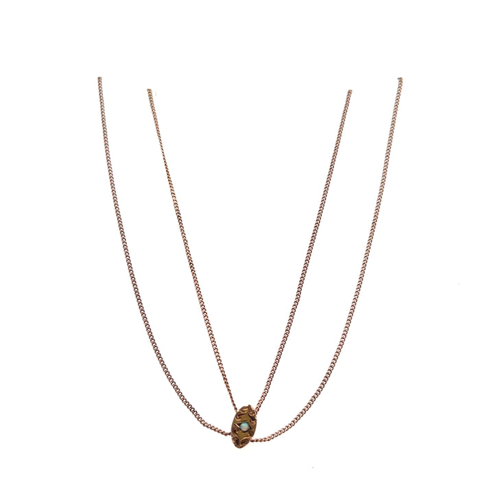 Estate Rose Gold Filled Opal Long Guard Chain, ca. 1880's