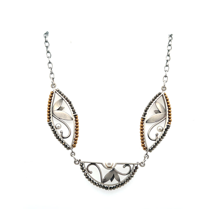 Estate Sterling Silver Geometric Scroll Necklace