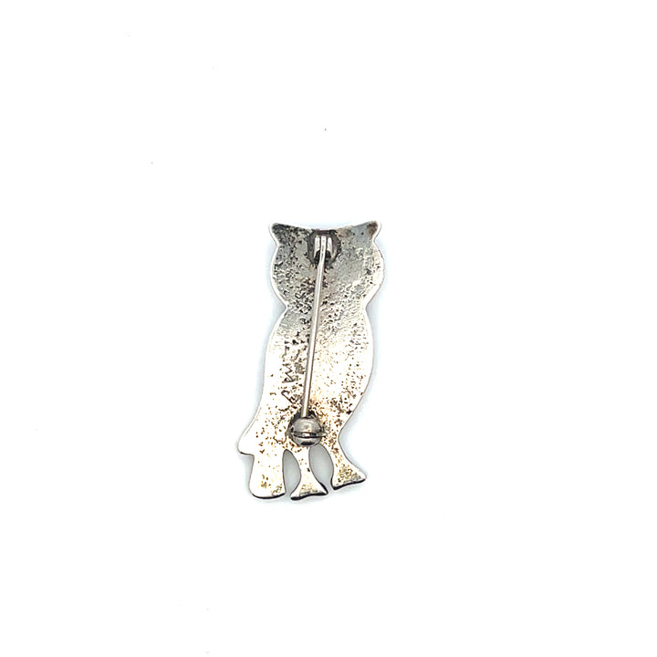Estate Sterling Silver Turquoise Owl Pin, Vintage