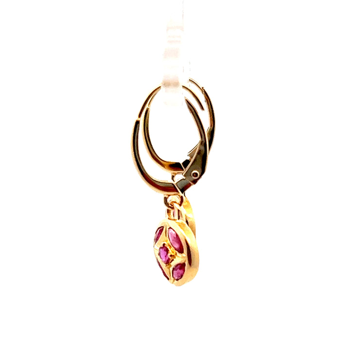 Estate 18KT & 22KT Yellow Gold Ruby Dangle Earrings, ca. 1970's