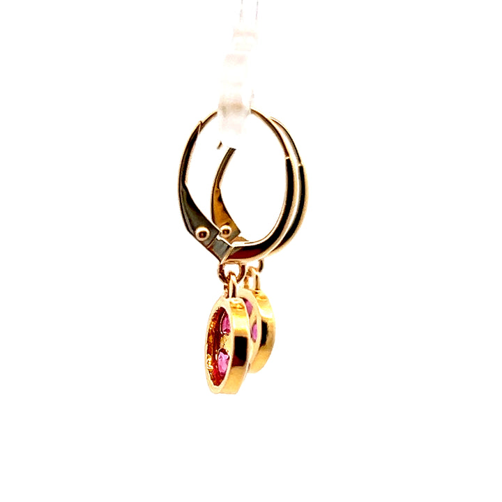 Estate 18KT & 22KT Yellow Gold Ruby Dangle Earrings, ca. 1970's