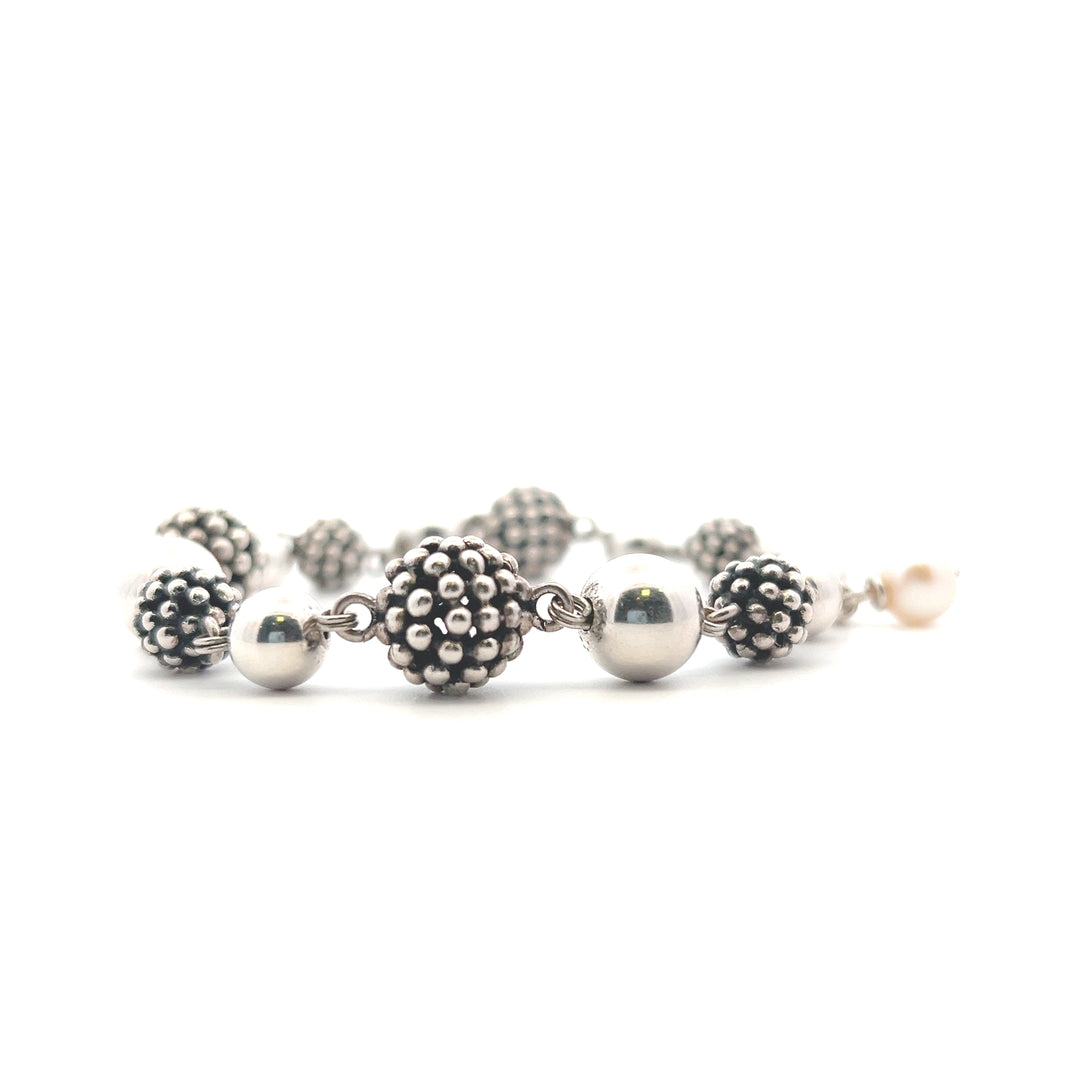 Estate Sterling Silver Michael Dawkins Caviar Ball Bracelet