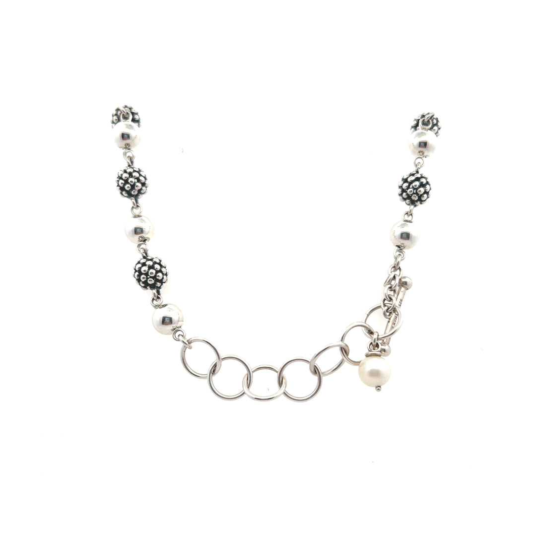Estate Sterling Silver Michael Dawkins Caviar Ball Necklace