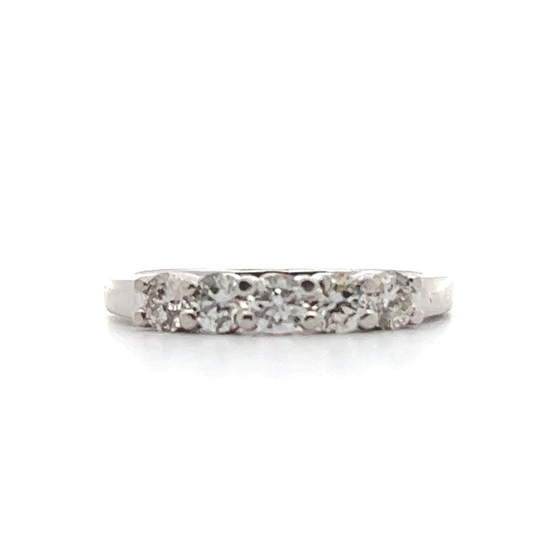 Estate 14K White Gold 0.55CTW Vintage Diamond Five-Stone Wedding Band