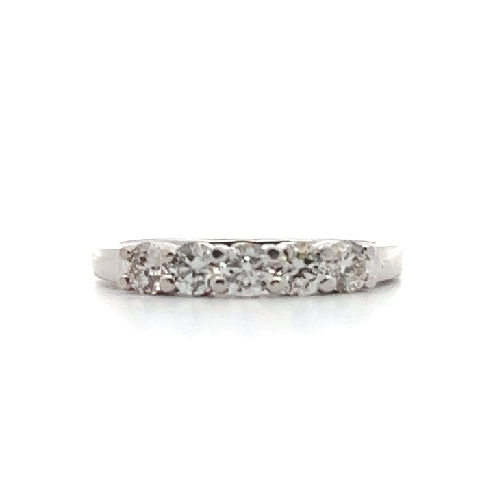 Estate 14K White Gold 0.55CTW Vintage Diamond Five-Stone Wedding Band