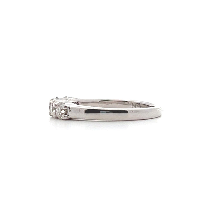 Estate 14K White Gold 0.55CTW Vintage Diamond Five-Stone Wedding Band