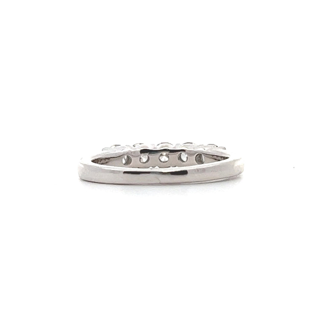 Estate 14K White Gold 0.55CTW Vintage Diamond Five-Stone Wedding Band