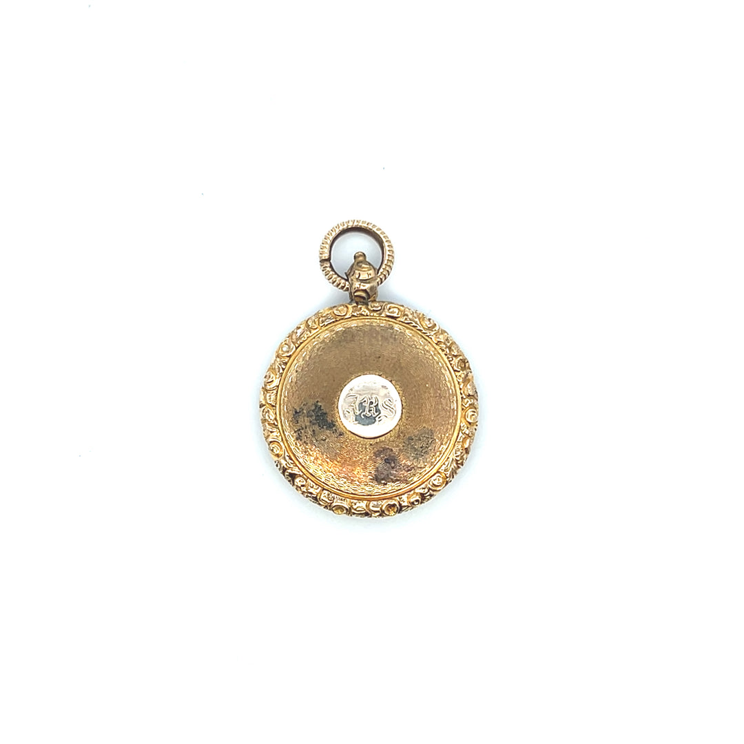 Estate Yellow Gold Filled Woven Hair Charm, Victorian