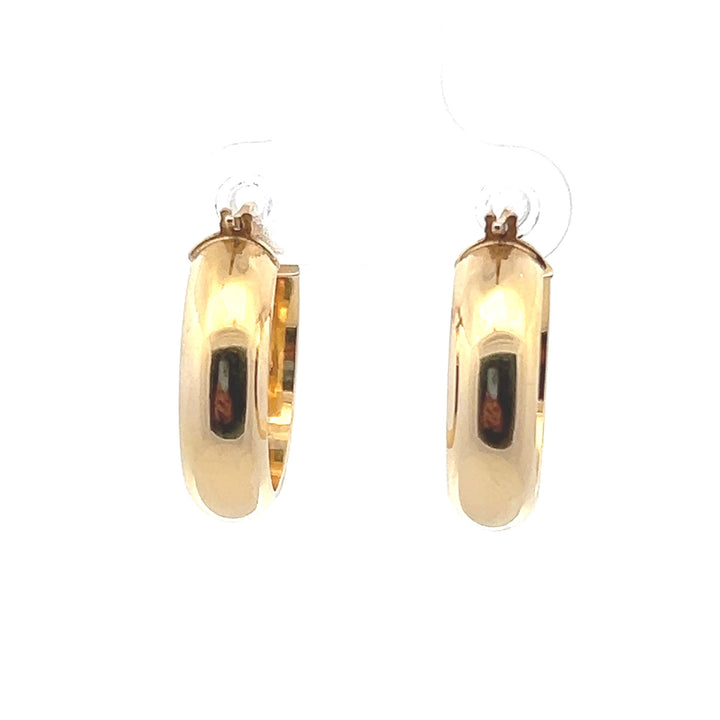 Estate 14K Yellow Gold Half Dome Hoop Earrings