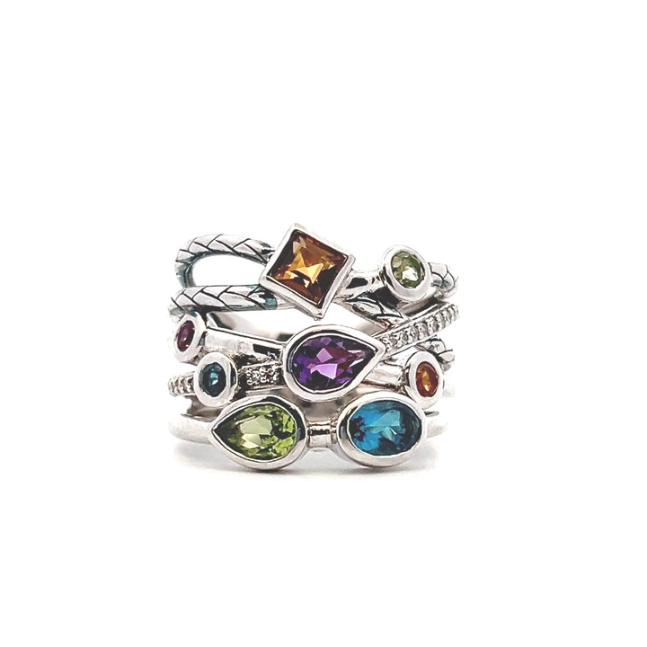 Estate Sterling Silver Multi-Stone Ring