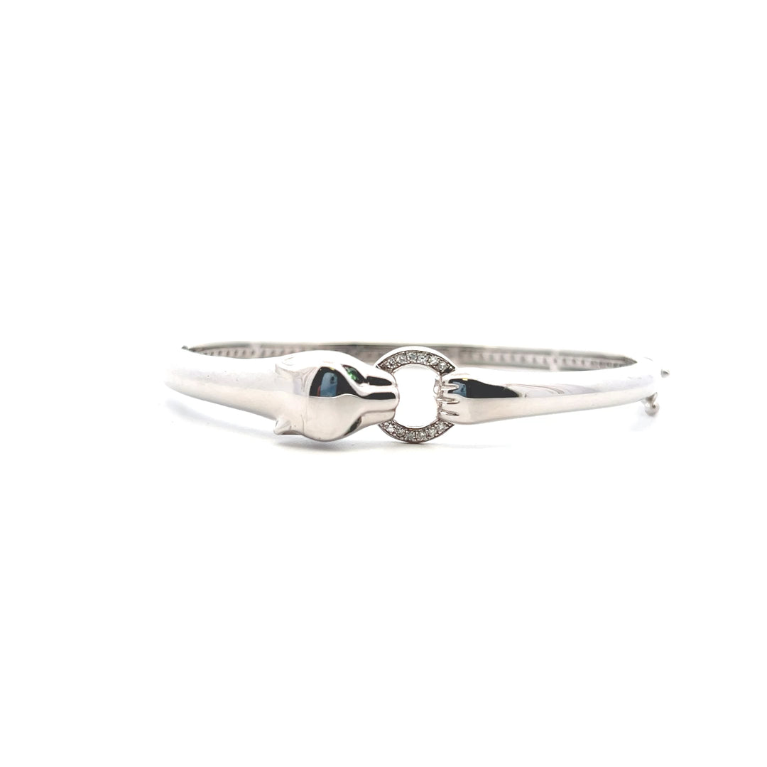 Estate Sterling Silver Diamond & Tsavorite Bangle, Effy