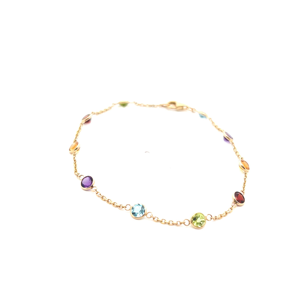 Estate 14K Yellow Gold 2.92CTW Multi-Gemstone Station Bracelet from the Effy Mosaic Collection
