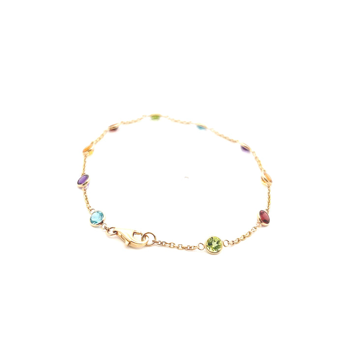 Estate 14K Yellow Gold 2.92CTW Multi-Gemstone Station Bracelet from the Effy Mosaic Collection
