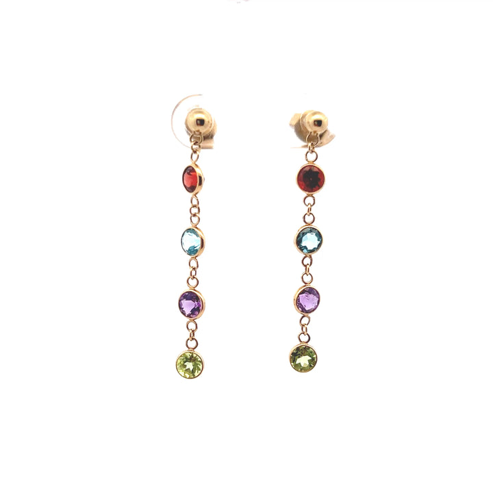 Estate 14KT Yellow Gold Multi-Stone Earrings, Effy Mosaic Collection