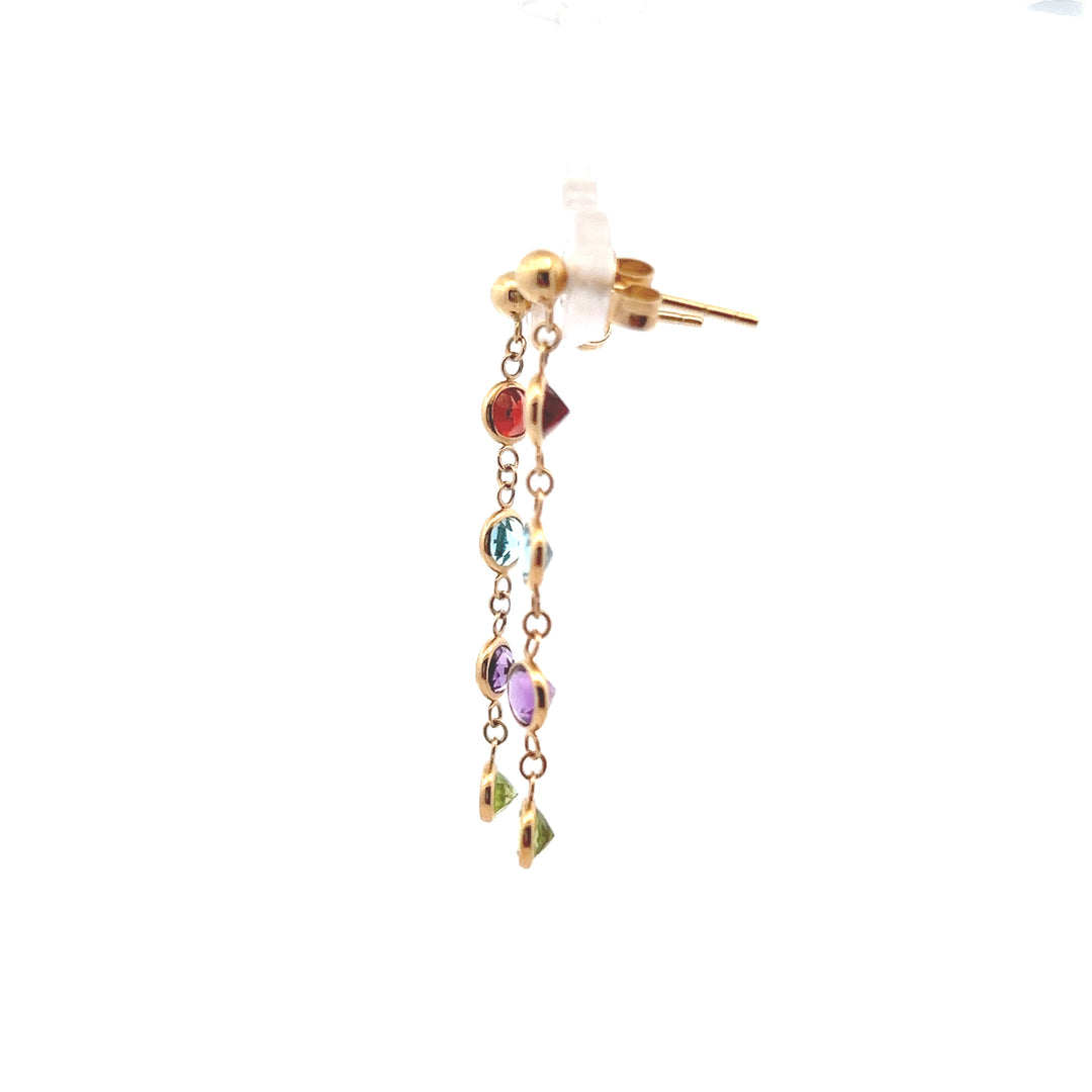 Estate 14KT Yellow Gold Multi-Stone Earrings, Effy Mosaic Collection