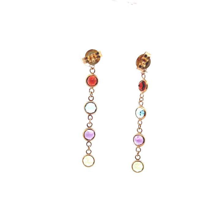 Estate 14KT Yellow Gold Multi-Stone Earrings, Effy Mosaic Collection
