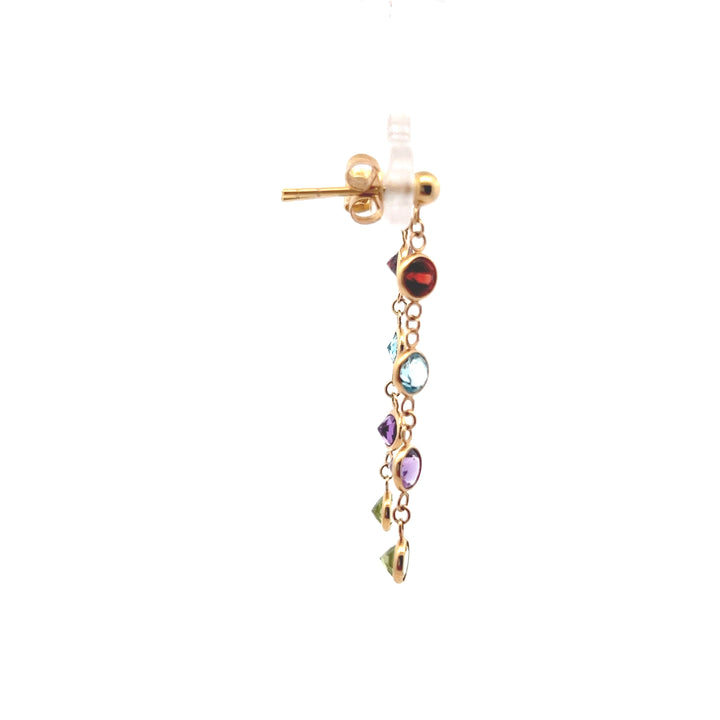 Estate 14KT Yellow Gold Multi-Stone Earrings, Effy Mosaic Collection