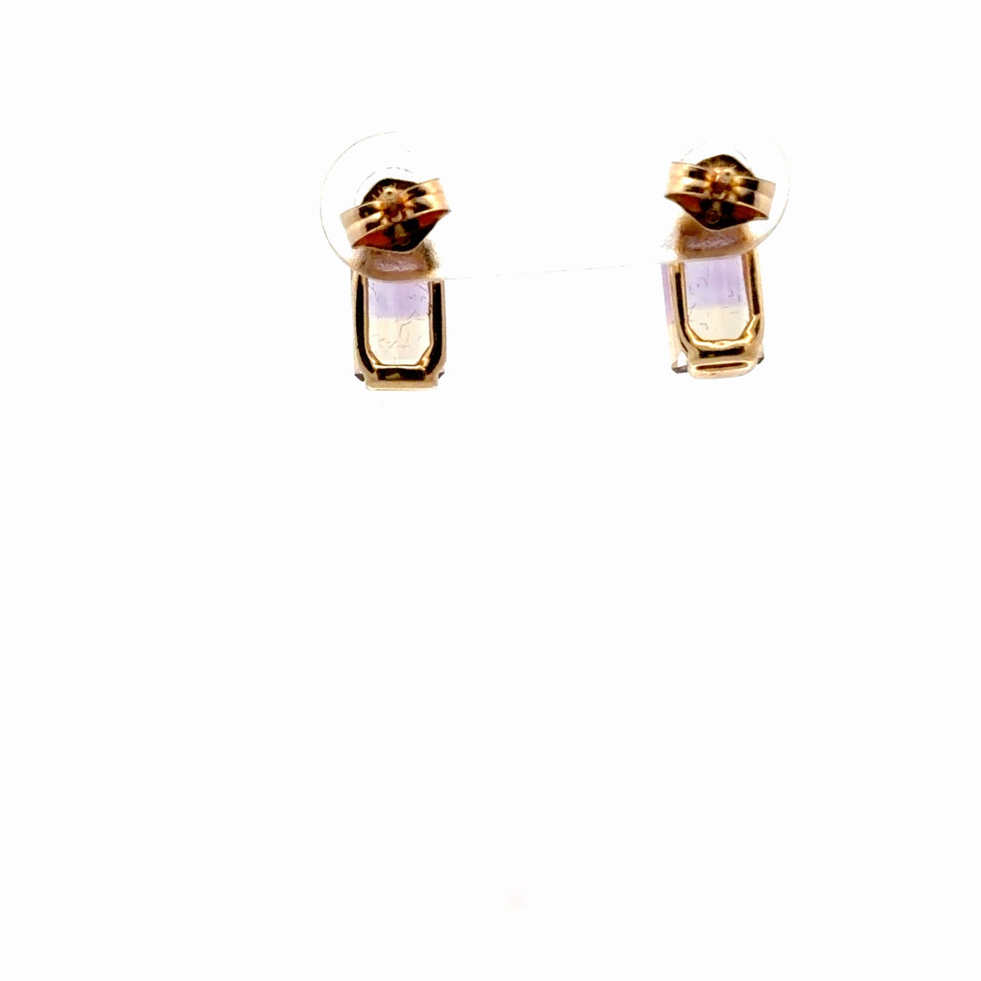 Estate 14K Yellow Gold Ametrine and Diamond Stud Earrings