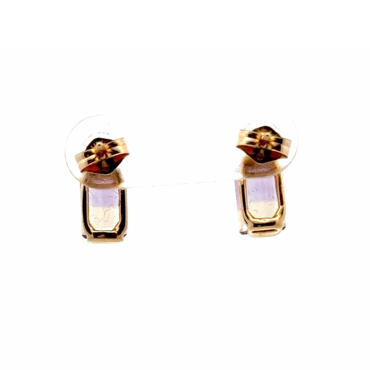 Estate 14K Yellow Gold 2.23CTW Ametrine and Diamond Stud Earrings