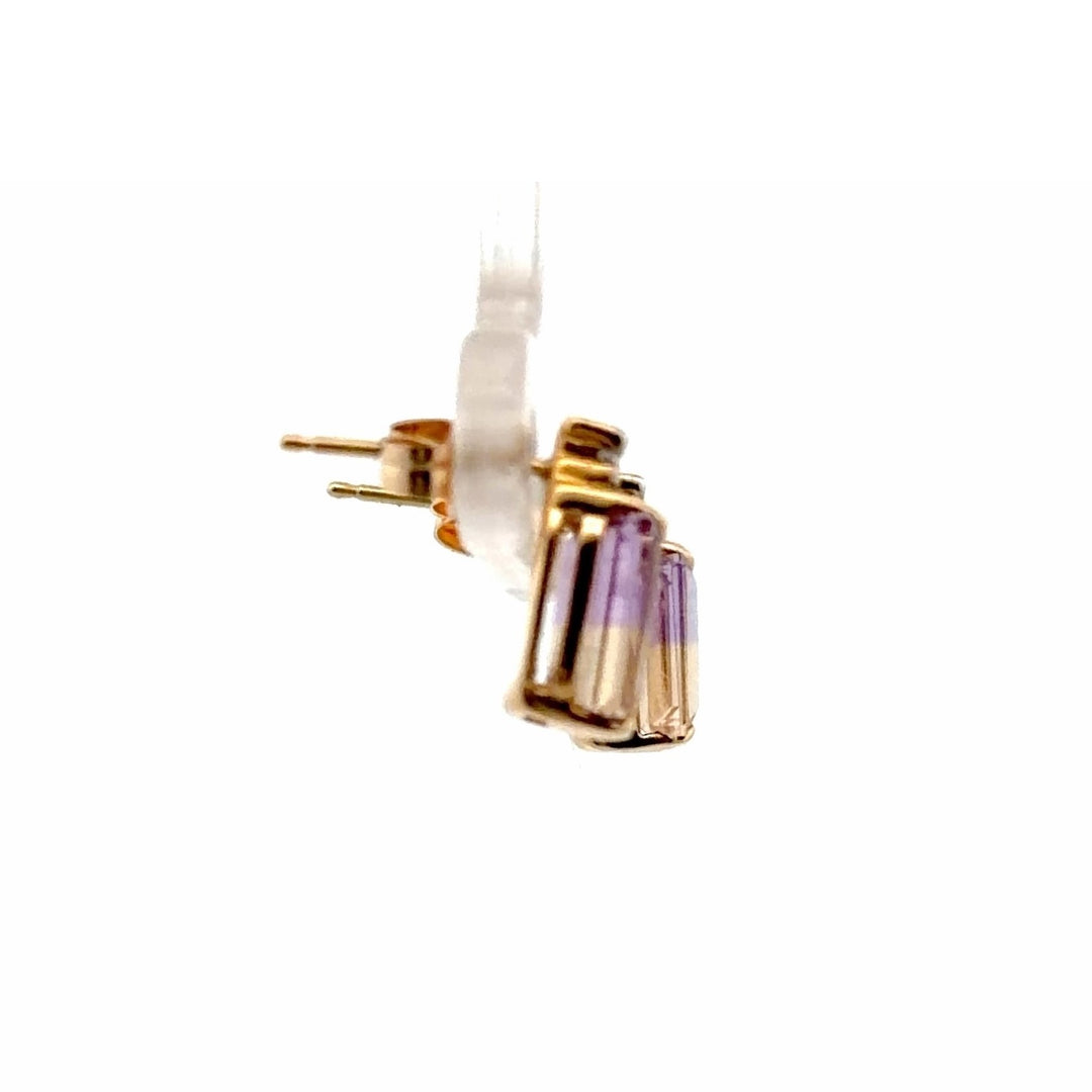 Estate 14K Yellow Gold 2.23CTW Ametrine and Diamond Stud Earrings