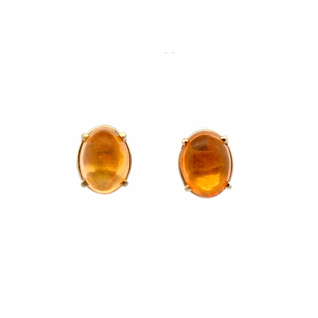 Estate 14K Yellow Gold 5.72CTW Orange Opal Stud Earrings