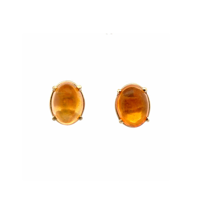 Estate 14K Yellow Gold 5.72CTW Orange Opal Stud Earrings