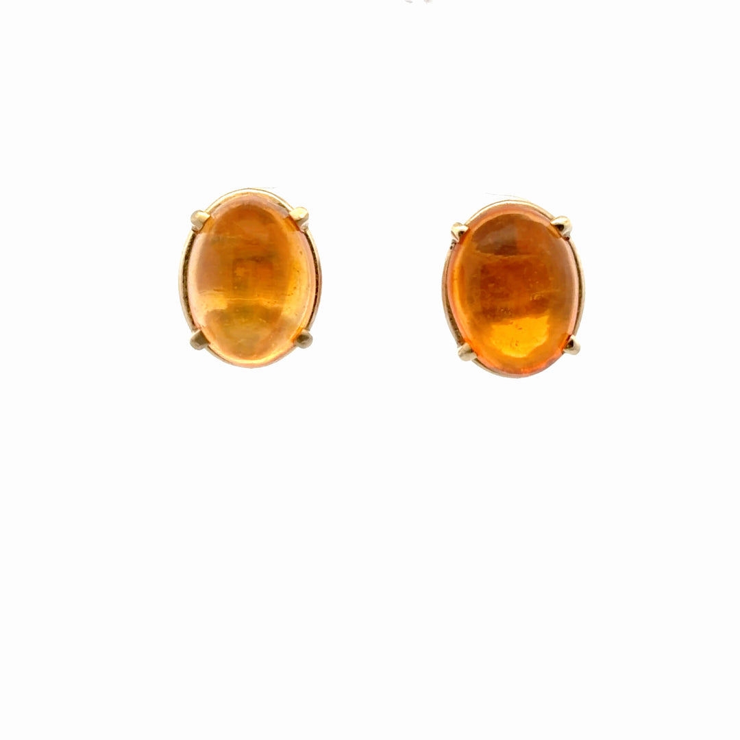 Estate 14K Yellow Gold Orange Opal Stud Earrings