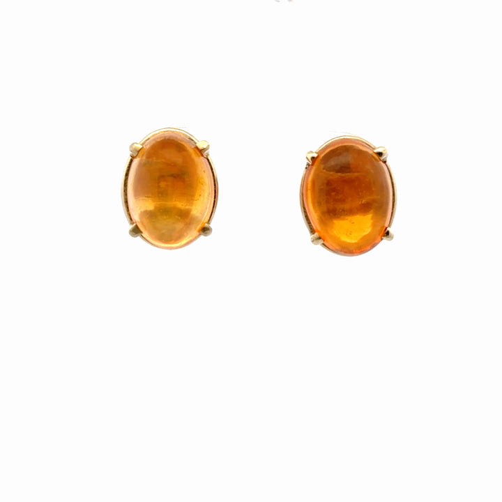 Estate 14K Yellow Gold Orange Opal Stud Earrings