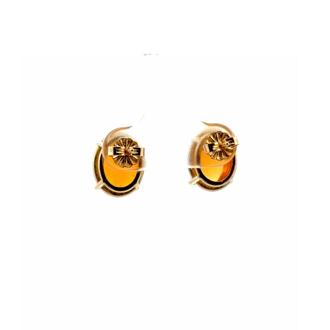 Estate 14K Yellow Gold 5.72CTW Orange Opal Stud Earrings