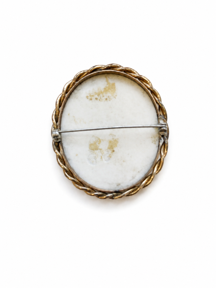 Oval Portrait Miniature Brooch with Twisted Wire Frame
