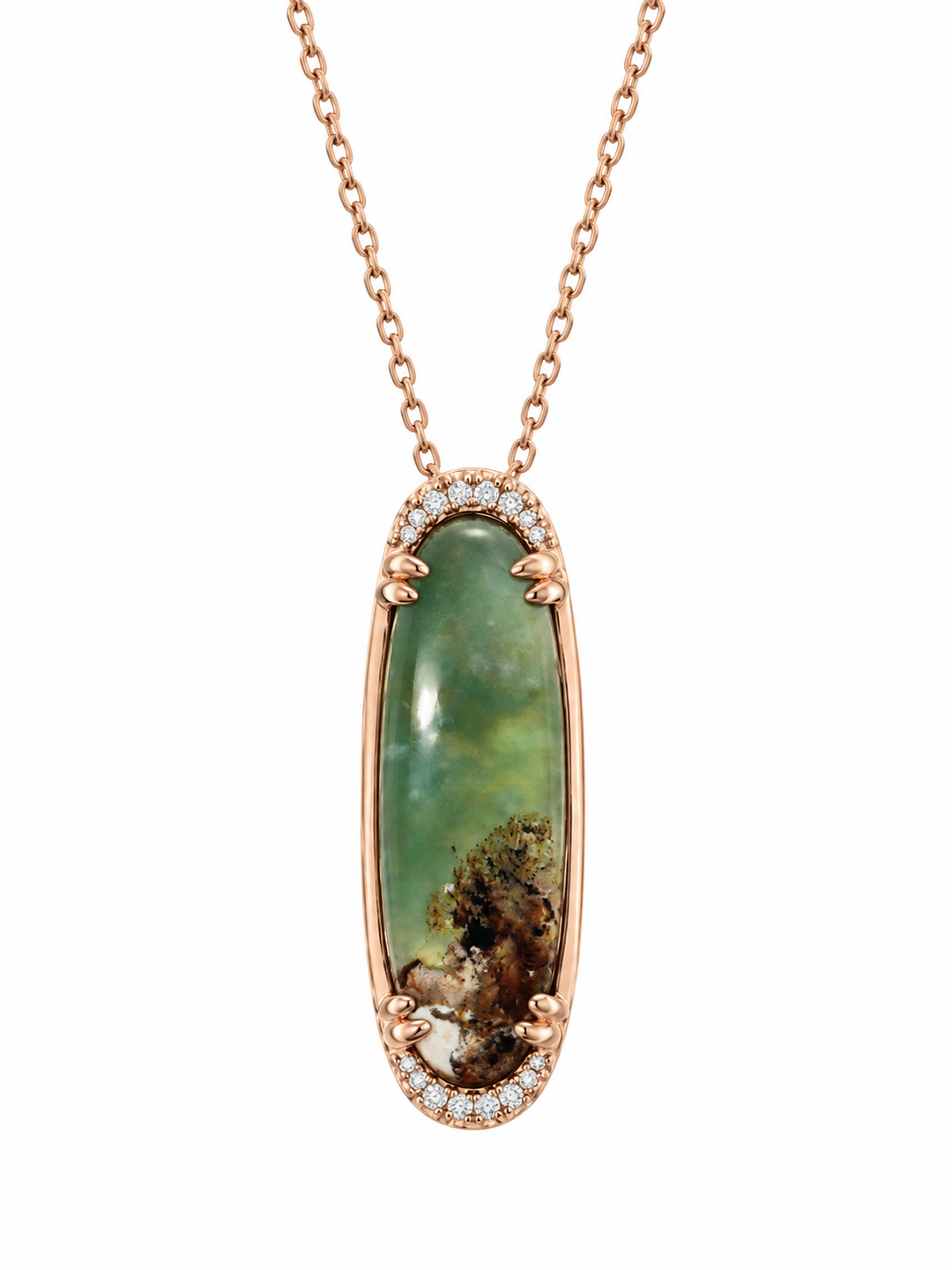 Le Vian 14K Rose Gold Peacock Aquaprase and Diamond Pendant Necklace