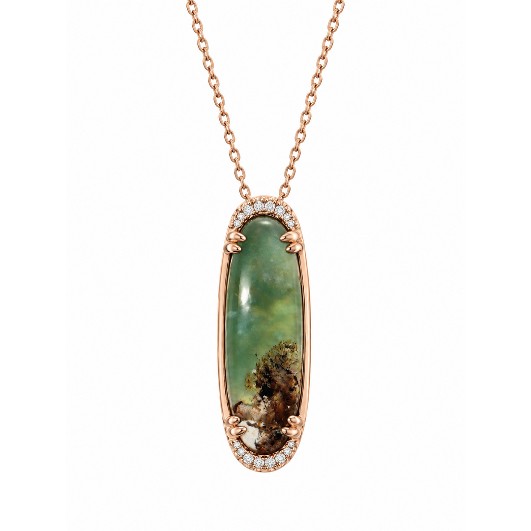 14K Rose Gold 3.44CTW Peacock Aquaprase and Diamond Pendant Necklace by Le Vian