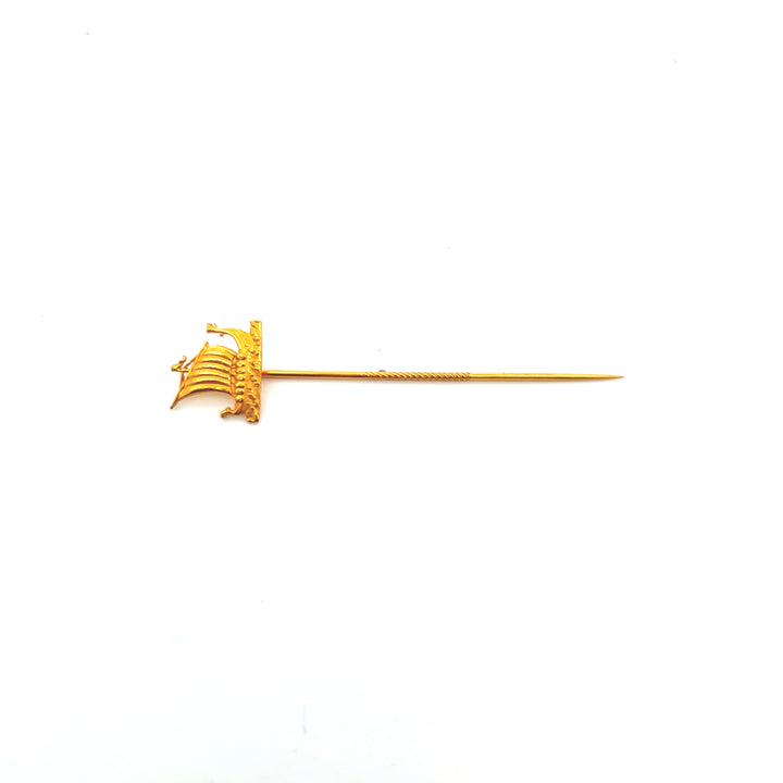 Estate 18KT Yellow Gold Viking Ship Pin, ca. 1944