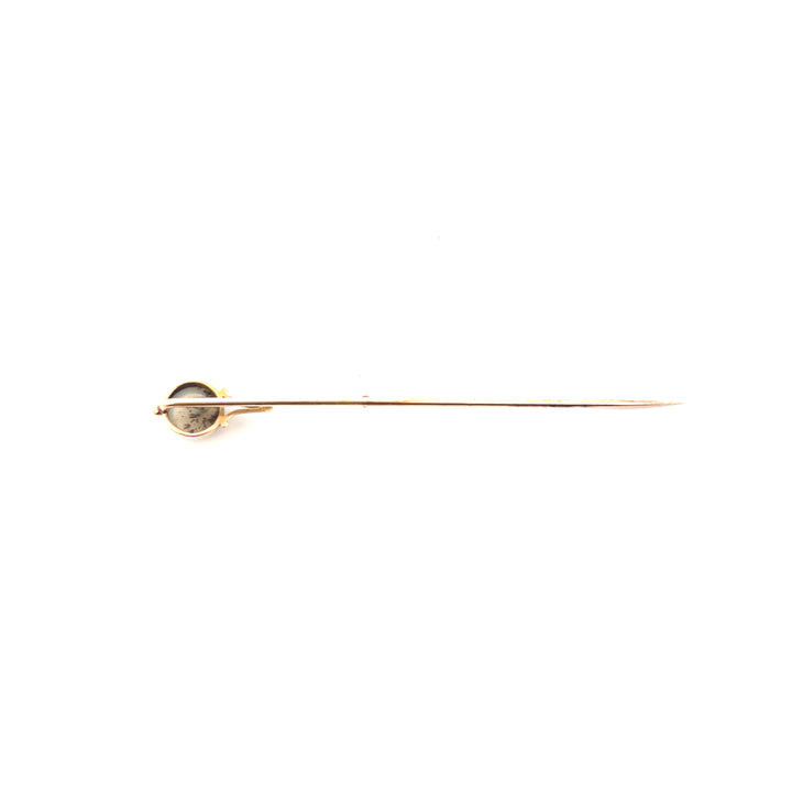 Estate 14KT Yellow Gold Moss Agate Stick Pin, Victorian