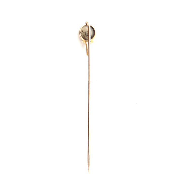 Estate 14K Yellow Gold Antique Victorian Moss Agate Stick Pin