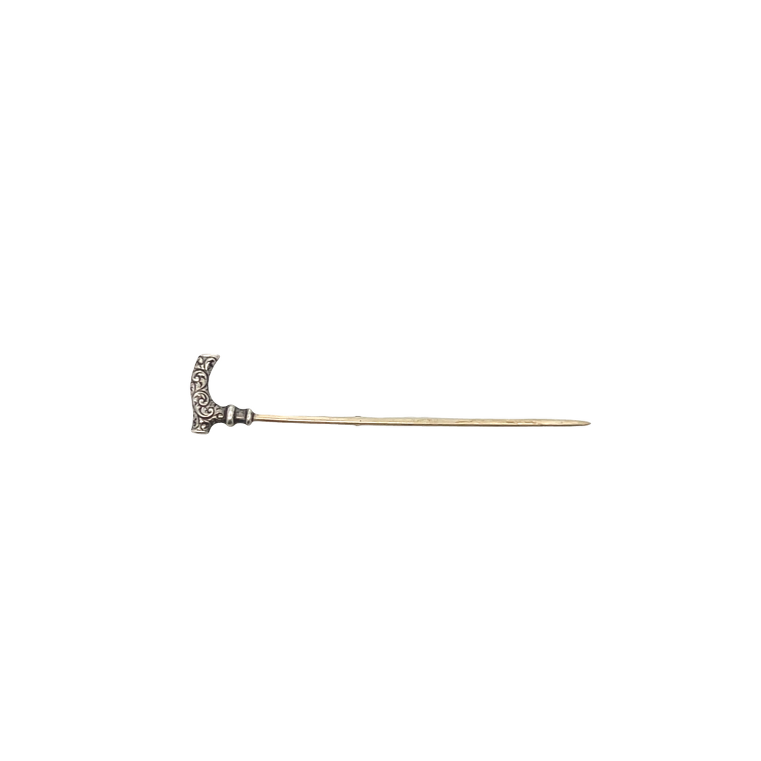 Estate Sterling Silver & Brass Cane Stick Pin, Edwardian