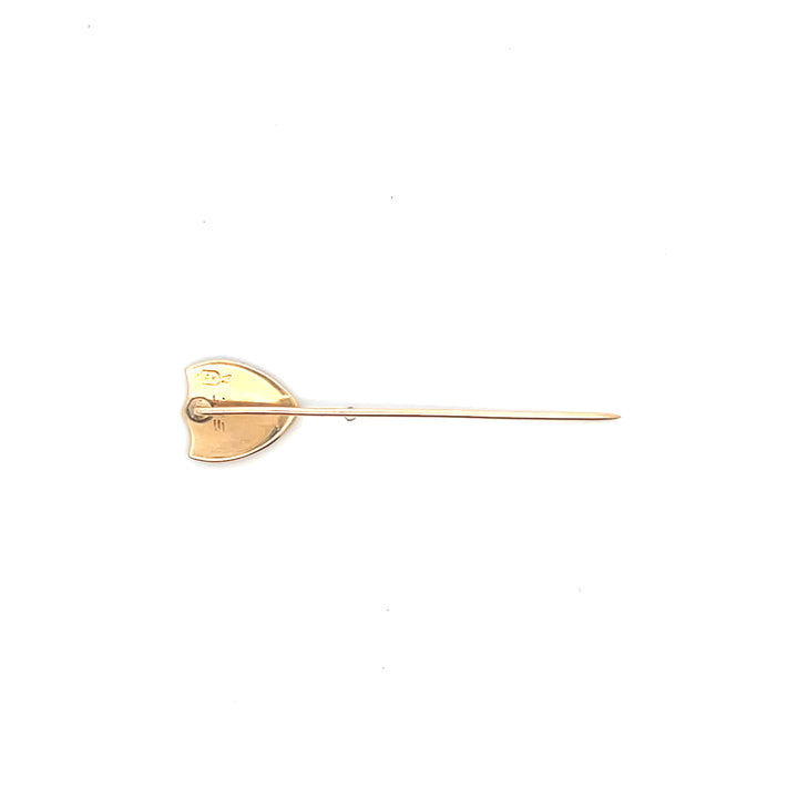 Estate 14KT Yellow Gold Seed Pearl & Enamel Stick Pin, Edwardian
