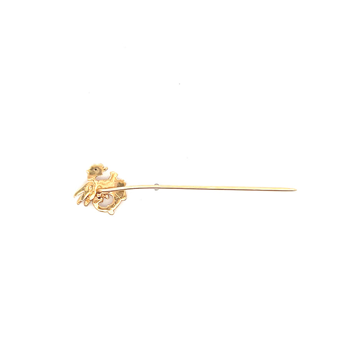 Estate 14KT Yellow Gold Diamond Dragon Pin, ca. 1960's