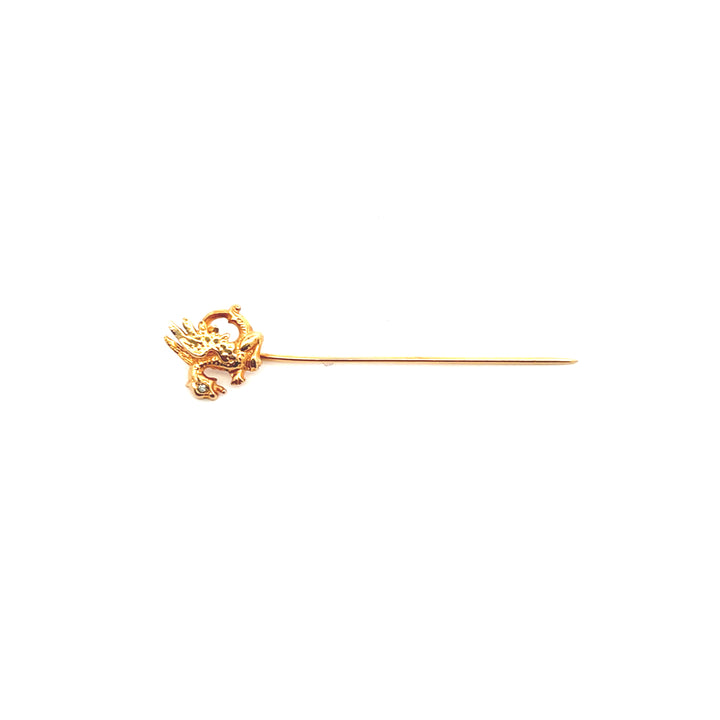 Estate 14KT Yellow Gold Diamond Dragon Pin, ca. 1960's