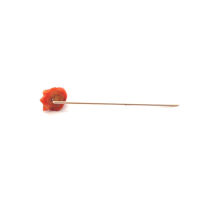 Estate 14KT Yellow Gold Carved Coral Animal Pin, Victorian